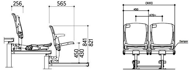 Bản vẽ hệ thống ghế xếp di động đài truyền hình Kotobuki Sea Vision