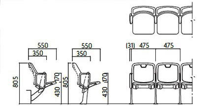 Bản vẽ ghế khán đài Kotobuki Sea BLMA-7171