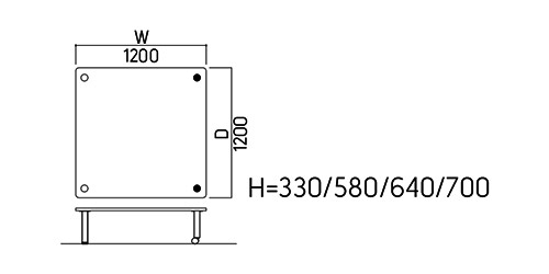 Bản vẽ Bàn thư viện hình vuông Kotobuki Sea FTA-1200