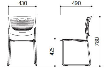 Bản vẽ Ghế lớp học nhựa đúc xếp chồng Kotobuki Sea FCA-890