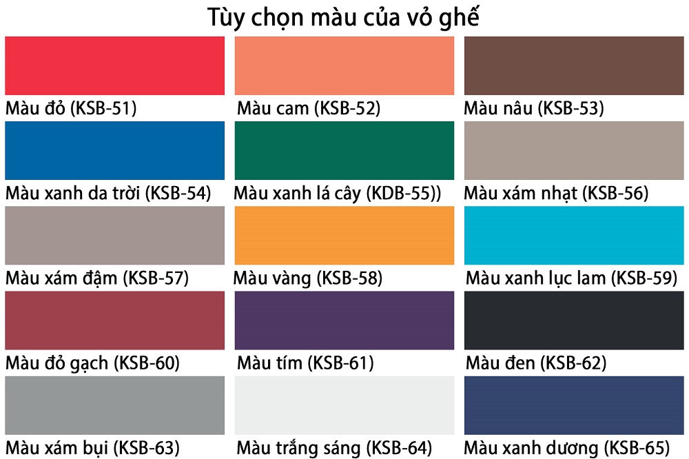 Màu sắc vỏ ghế nhựa HDPE đúc thổi Kotobuki Sea