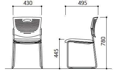 Bản vẽ Ghế học sinh nhựa đúc bọc nệm Kotobuki Sea FCA-892