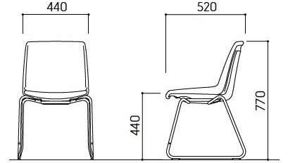 Bản vẽ Ghế học sinh xếp chồng Kotobuki Sea FCA-3852