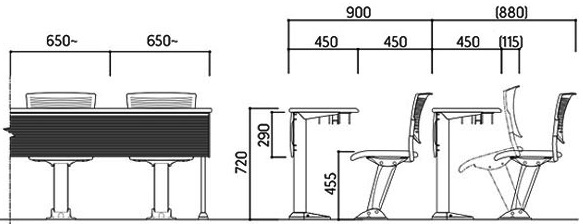 Bản vẽ Bàn ghế lớp học Kotobuki Sea SDA-700-39