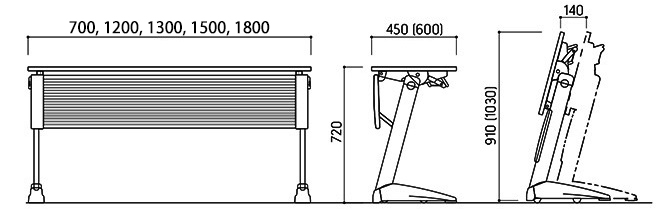 Bản vẽ Bàn gấp di động văn phòng, lớp học, bàn đào tạo, bàn hội trường Kotobuki Sea SDA nhật bản